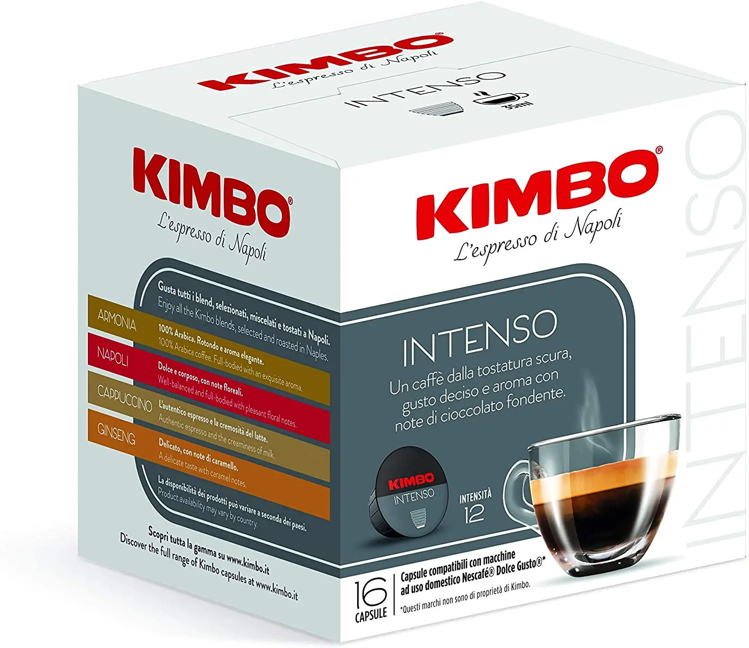 Kimbo coffee Capsules Compatible with Sweet Taste Nescafe-Intense (6x16 Capsules) afbeelding
