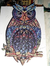 Rompecabezas de madera único para adultos, forma única, Animal, búho, 3D, rompecabezas educativo de niños, regalos interactivos