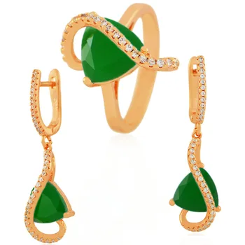 

Jewelry sets qsy plated and cubic zirconia set rose cubic zirconia earrings and ring with insert