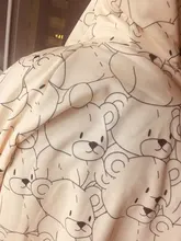 Sudadera con capucha para mujer, de dibujos animados, de oso, primavera y verano, con cremallera, moda coreana, 12345-Lillte