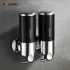 ROVOGO Manual Hand Shower Shampoo and Soap Dispenser Wall Mount, Double Pump Shower Dispenser Black/Gold/White/Transparent ► Photo 1/6