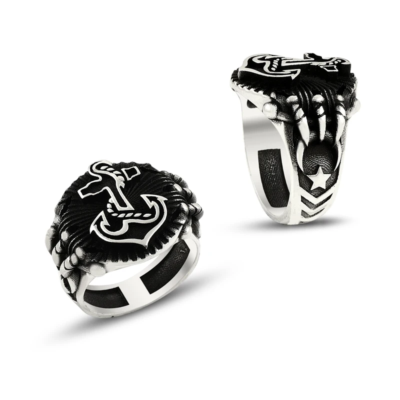 

925 Silver Art Design Moon Star Rings for Men