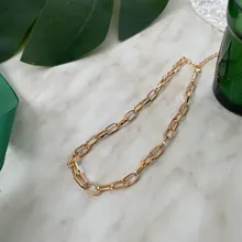 Cadena de eslabones retro para mujer, collar de exageración, gargantilla de oro fashi