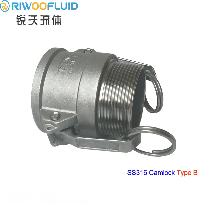 

RIWOOFLUID Stainless Steel 316 5 Inch Type B NPT/BSPP/BSPT Thread Gas House Quick Release Coupling Camlock