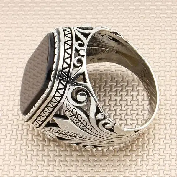 C3- High-Quality-Crystal-Stone-925-Sterling-Silver-Mens-Ring-Wedding-Men-Rings-Male-Jewelry-Rings-For-Men-Women-Rings-for-Women-Men-Jewelry-Retro-Flower-Men`s-Rings-Jewelry-For-Man-Engagement-Wedding-Rin