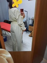 Women Rompers Jumpsuits Bodysuit Lantern-Sleeve OOTN V-Neck High-Waist Straight