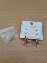 Pendientes de tuerca de alas de Ángel para mujer, de circonia cúbica de oro Real de 14K, joyería delicada, aretes de estrella de corazón de estilo romántico