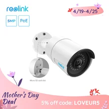 Reolink-cámara ip de 5MP para exteriores, videocámara impermeable con visión nocturna infrarroja, ranura para tarjeta SD, Onvif, bullet home, RLC-410 de videovigilancia