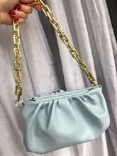 Bolso de mano de día para mujer, cadena dorada gruesa, pinza para masa, bolso de hombro, bolsa de hombro, Baguette plisado, 2021