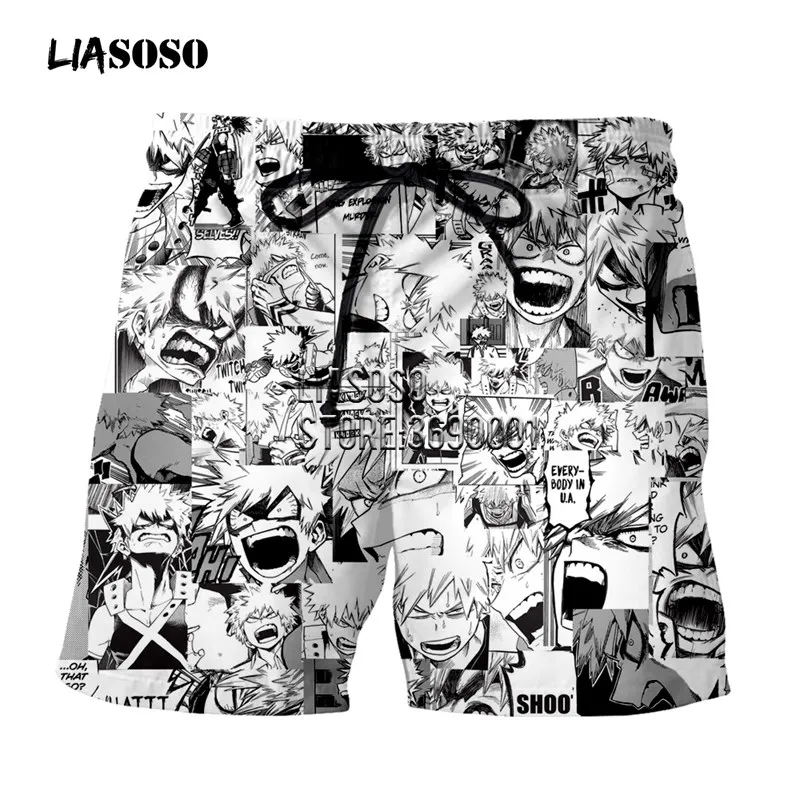 LIASOSO аниме Guy Todoroki Shouto Bakugou кацуки 3D принт мужские Шорты повседневные шорты пляжные шорты летние шорты Уличная одежда X2795