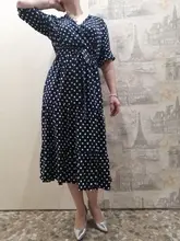 Autumn Winter Dot Bandage Dress Women Casual Ruffles V Neck High Waist Slim Print Long