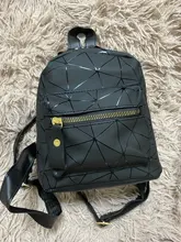 Mini mochila portátil de cuero PU para mujer, estilo de moda caliente, diseño geométrico con cremallera, pequeña, 2019