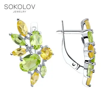 

SOKOLOV Silver drop earrings with stones with semiprecious inserts fashion jewelry silver 925 women's/men's, male/female, long earrings, women's male