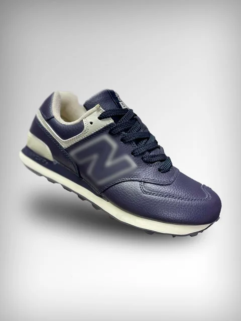 Sneakers men's Demi-season genuine leather 2021-2022 Blue-White