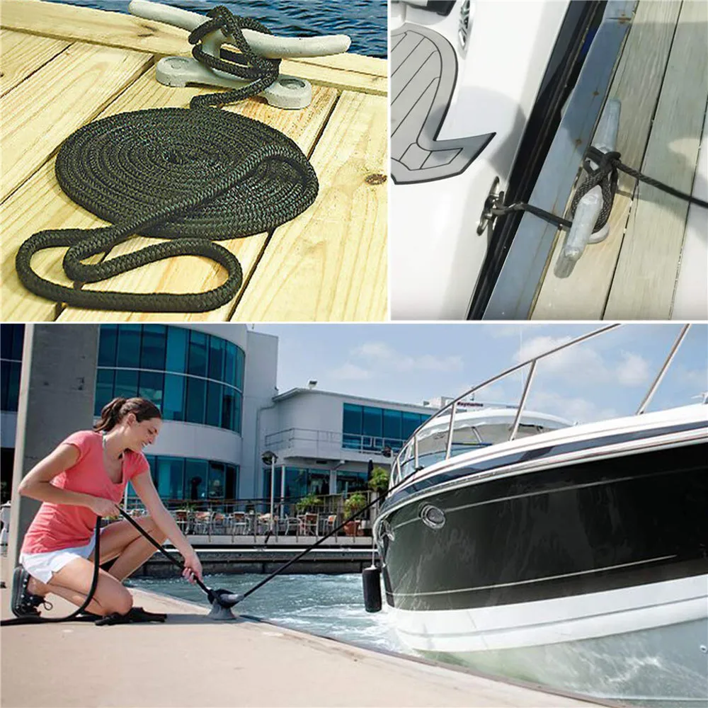 50 Feet Double Braid Dock ropes for boats 5/8 inch 16 strands Nylon Dock Lines Mooring Rope Anchoring Docking Rope holder