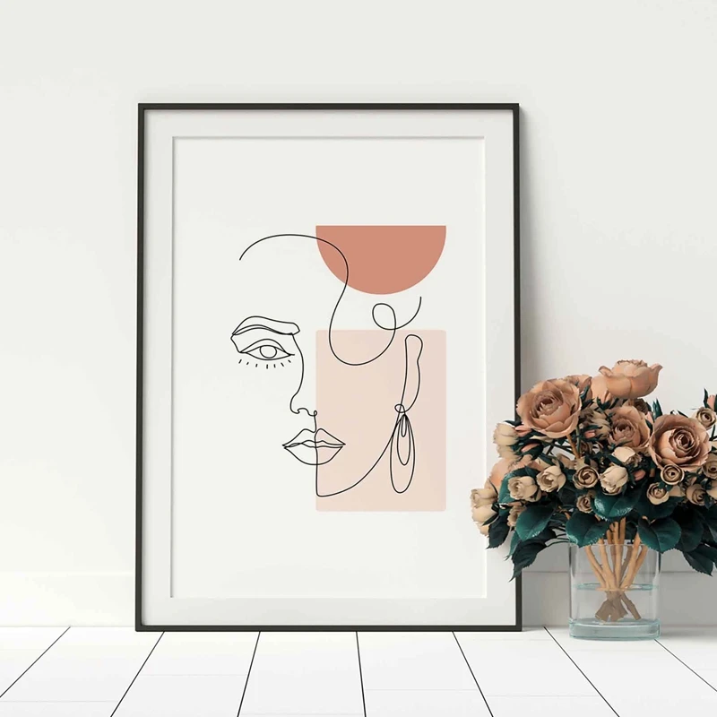 Minimal Woman Face Line Art Poster Home Decoration