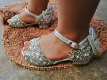 Disney-sandalias de princesa Frozen 2 para niñas, zapatos de cristal, tacón alto, pasarela, espectáculo
