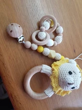 Sonajero de ganchillo para bebé, alce, zorro, oso, sonajero mordedor con campanas, anillos de madera para juguete educativo Montessori recién nacidos, juguetes para bebés