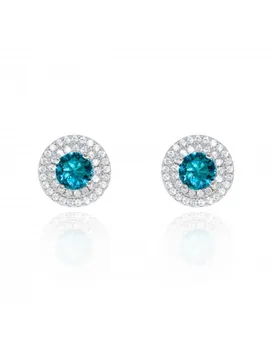 

Silver earrings Roseton with green stone