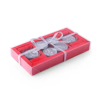 

Lot of 10 Set of candles in gift box and decorative loop. Detail for Christmas guests. Gift for company and customers.