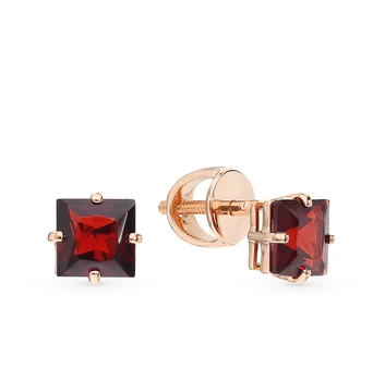 

Gold earrings with cubic zirconia and Garnet sunlight sample 585
