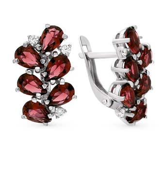 

Silver earrings with cubic zirconia and Garnet sunlight sample 925