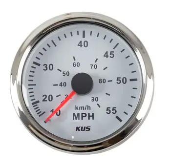 

Speedometer gauge 0-55 mph, white dial, stainless bezel, D. 85mm ky18101