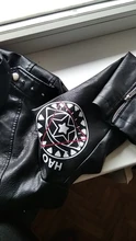 Jacket Punk Biker-Coat Rivets Leather Short Letters-Print Motorcycle Women Outwear Ailegogo