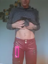 Pants Melody Black/burgundy Trousers Low-Waist Winter Warm Women Pu with Zipper-Decoration