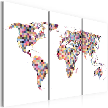 

Table-World Map in pixels-triptych-60x40
