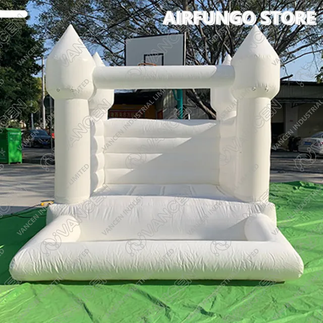 Wholesale Air Bounce Jumping Inflatable Wedding Castle White Bounce House With Ball Pit For Kids Moonwalk Party Celebration 3