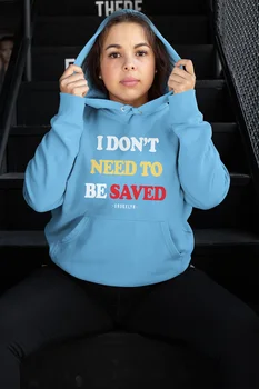 

Angemiel Wear İ Dont Never Mind Be Saved Blue Women 'S Hooded Sweatshirt