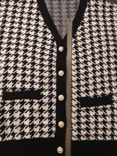 FSDA-suéter de manga larga con cuello de pico para mujer, cárdigan negro con botones y pata de gallo, de punto, holgado, de gran tamaño, informal, otoño e invierno, 2020