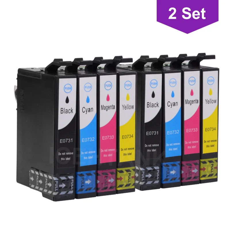 ICEHTANK совместимый чернильный картридж для принтера Epson 73N T0731 стилус CX3900 CX5900 CX4900 CX7300 CX8300 TX200 TX210 C79 C90 принтер - Цвет: T0731-4  2 Set