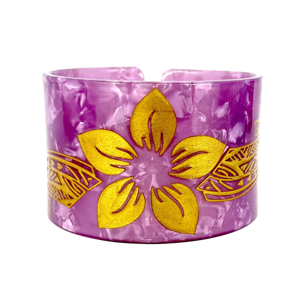 2022 Newest Factory Wholesale Acrylic Tortoise Shell Cuff Bracelet Bangles With Flower Tribals Carved Styles