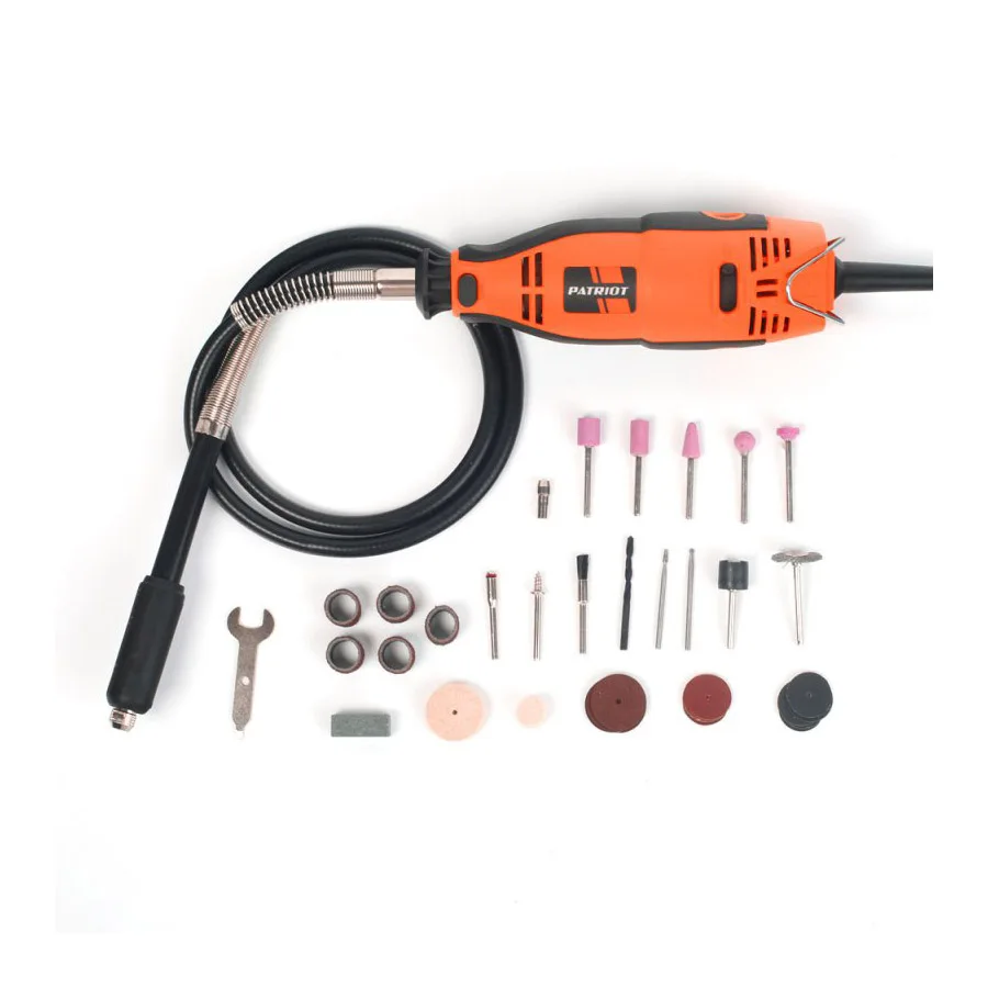 Гравер электрический PATRIOT EE 160 (Мощность 160 Вт, скорость вращения 10000-38000 об/мин, диаметр цанги 2.4мм/3.2мм, длина гибкого вала 105 см)
