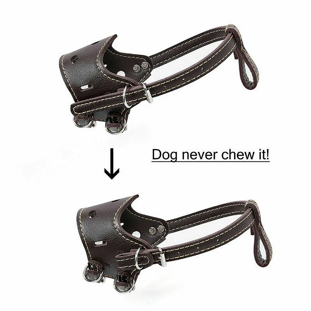 Dog Anti-Bark Bite Muzzle Mask Soft Leather Adjustable Pet Dog Muzzles XS-XL