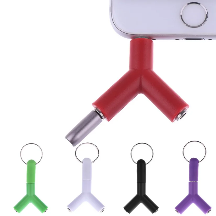 WHOLESALE 100 PCSS LOT 3 5mm Y Shape Double Jack Earphone Adapter Plug Stereo Headphone Splitter for PC MP3 Smartphone Player