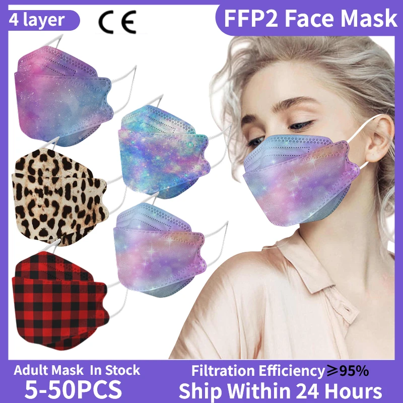 Fish-Mascarillas protectoras KN95 FFP2 para adultos, máscara reutilizable con filtro FFP3, antipolvo, estampado variado, CE FPP2