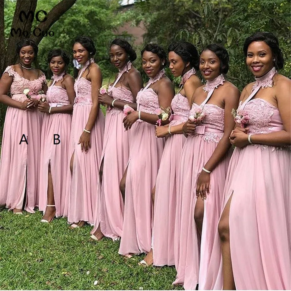 Vestidos De Dama De Honor Largos De Chiffón Con Parte Superior De Encaje Regencia