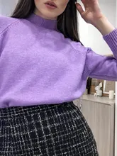 Sweater Pullovers Mock-Neck Beige Purple Winter Green 8-Colors High-Quality Women C-232