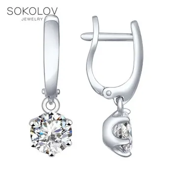 

SOKOLOV Silver drop earrings with stones with cubic zirconia fashion jewelry silver 925 women's male, long earrings