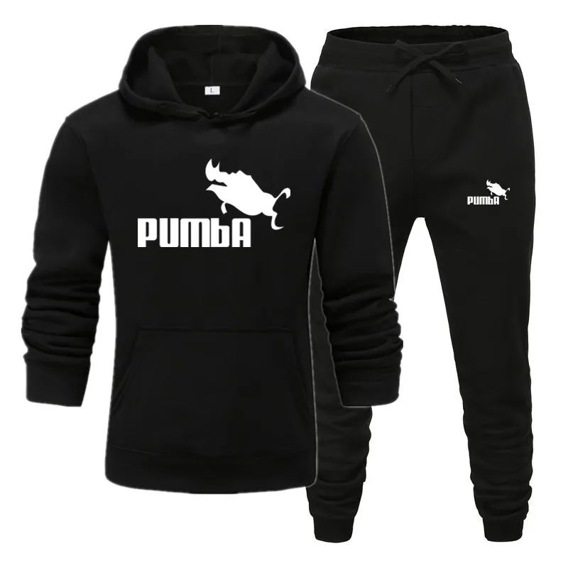 H-H Новинка Pumba, модный бренд, мужские толстовки с капюшоном, костюмы, брендовый спортивный костюм, мужские толстовки+ Тренировочные штаны, Осень-зима, флисовый пуловер с капюшоном - Цвет: H-H