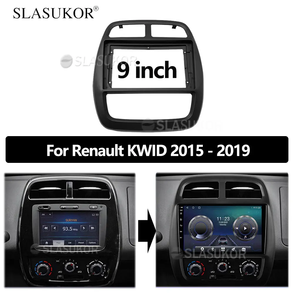 

9 дюймовый автомобильный Android для Renault KWID 2015 2016 2017 2018 рамка Trim Insta android мультимедийный плеер комплект llation кабель Cabus
