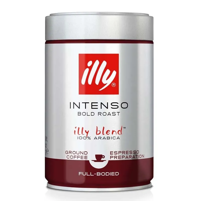 Intense ground coffee Illy 100% Arabica can 250 g