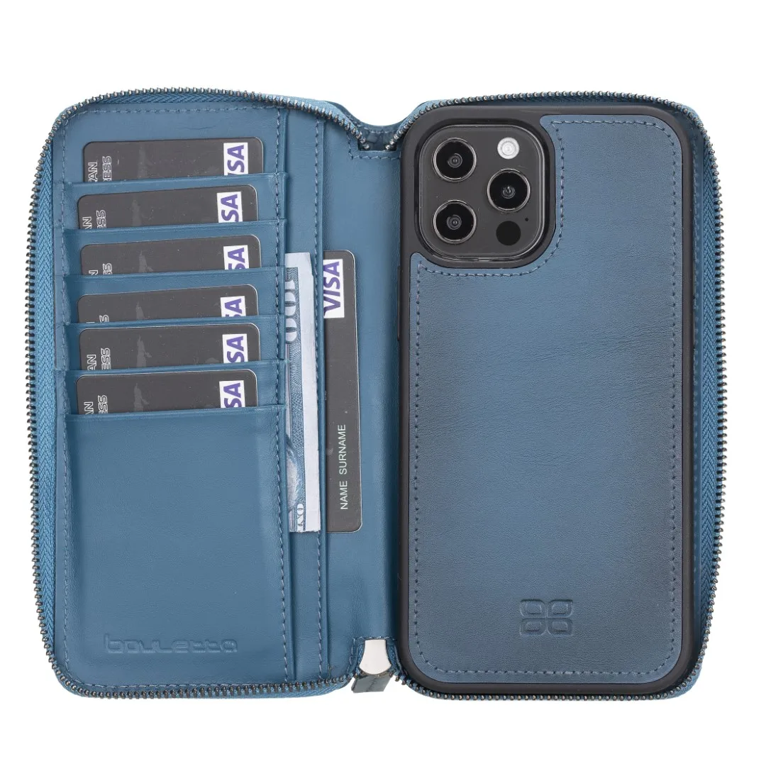 

BOULETTA Pouch Genuine Leather Handmade Detachable Phone Case for iPhone 12 Pro Max 6.7" Rfid and Wireless Charging Compatible