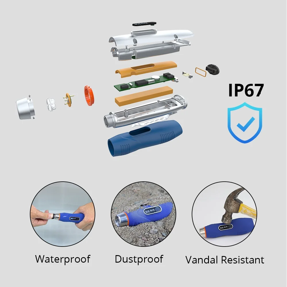 JWM iButton Touch Guard Tour System with Flashlight, IP67 Security Patrol Equipment for Hotels, Industrial Park
