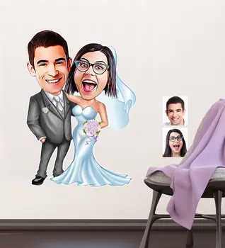 

Personalized Maried Caricature Of Wall Sticker (50x70cm) 5 gift Items Special Occasions Dear Home Office Personalized Design