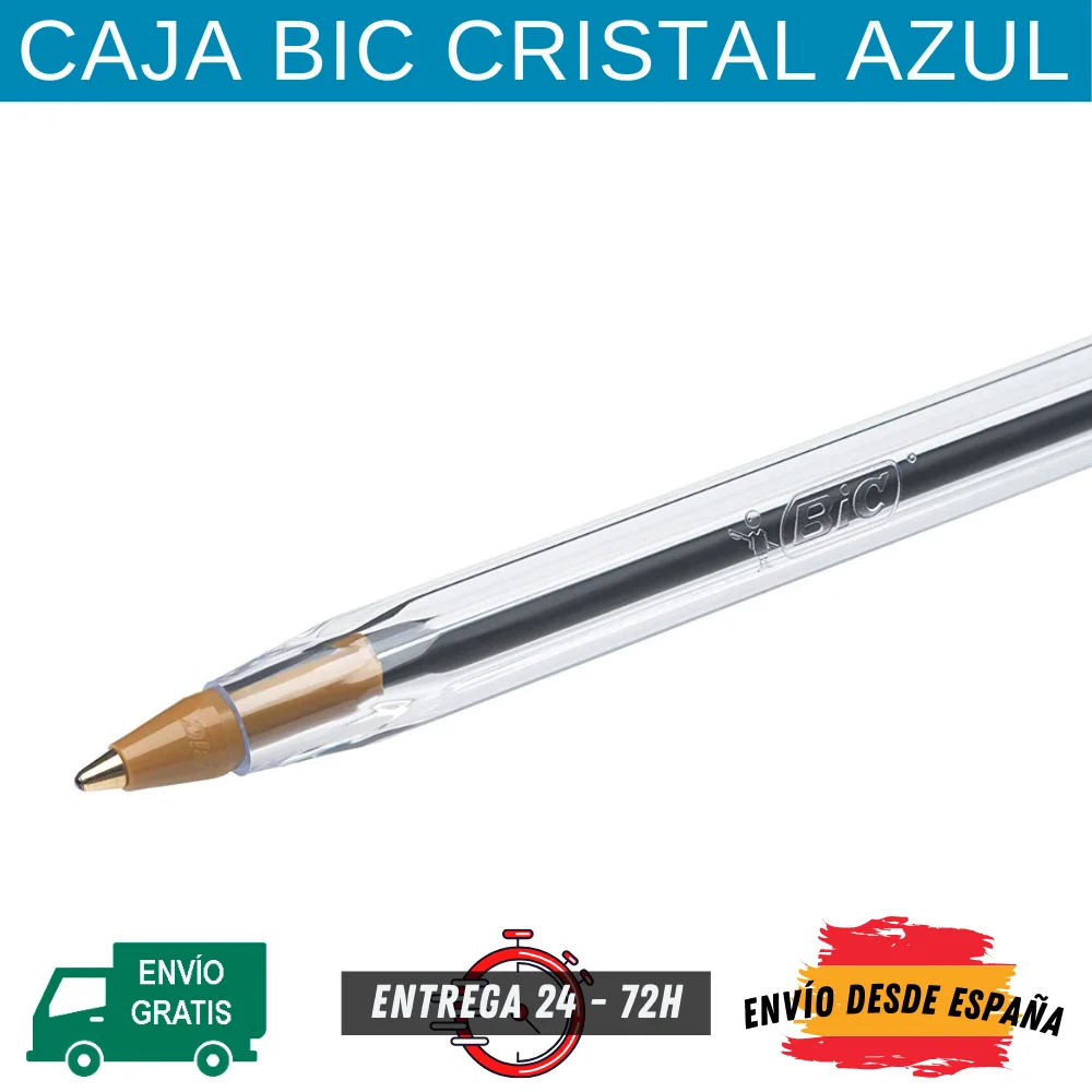 BIC Cristal Original Caja de 50 unidades o azul, bolígrafo punta (1,0 mm), material escolar, - AliExpress