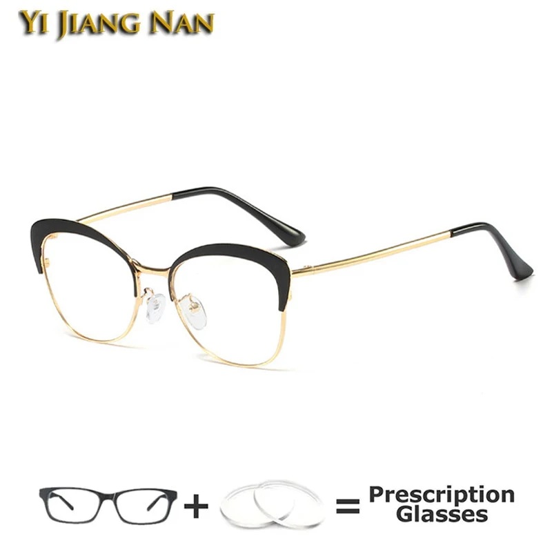 Women Cat Eye Prescription Glasses Frames Optical Ready Eyeglasses Fashion Eyewear Alloy Spectacle Armacao De Oculos Feminino |
